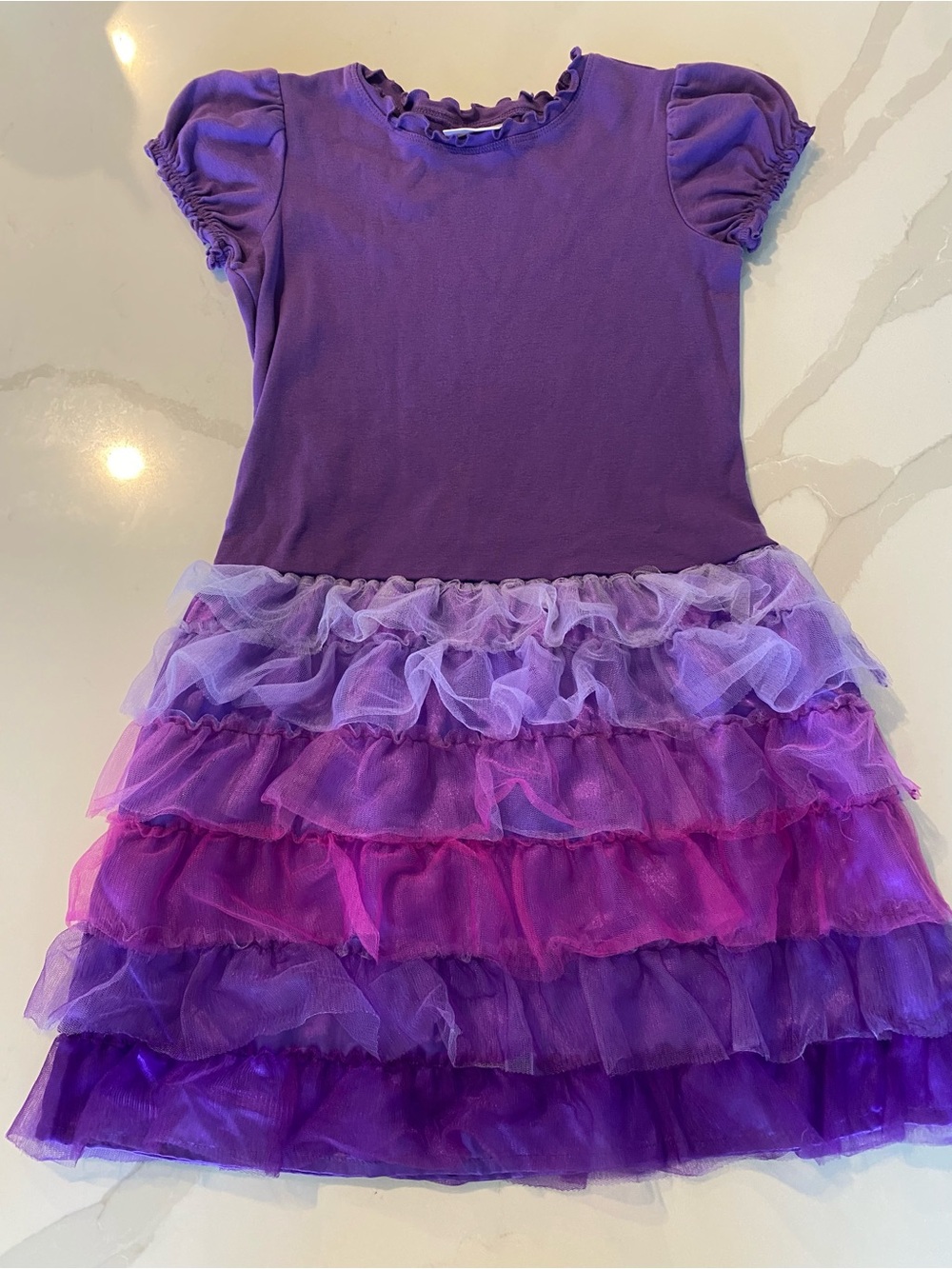 Hanna Andersson Purple Tulle layered party Dress 100% cotton